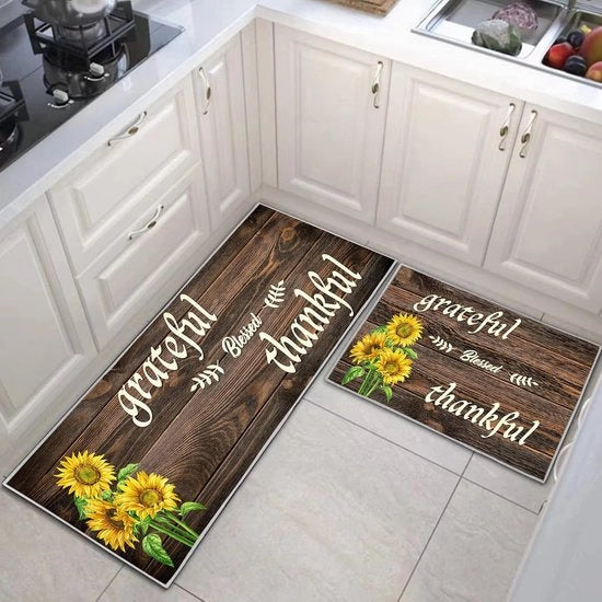 Set di Asciugamani in Cotone per la Cucina da 2 - Asciugamani Antiscivolo Lavabili per la Cucina - Tappetino di Protezione per la Porta - Tappeto Anticaduta (E, 40 x 60 + 40 x 120 cm)