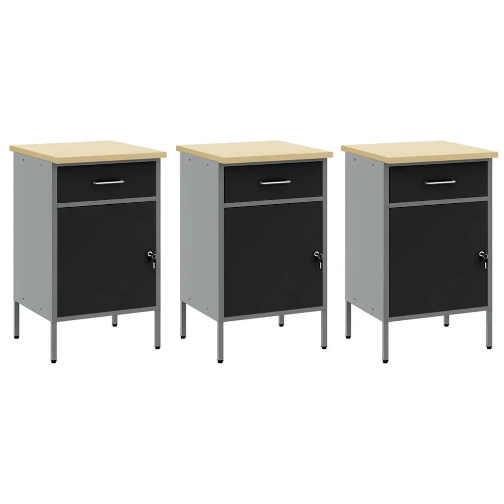 Set di mobili da lavoro con cassetto con blocco 8 pcs Nero 3321432