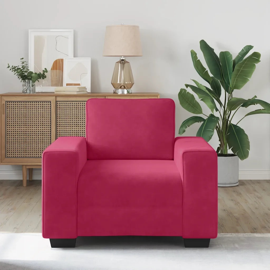 Divano Sedia-Poltrona-Sofa Relax Rosso Vino 60 cm Velluto 160214