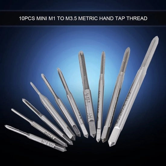 Set di Tappi a Dritta 10 Pezzi - M1 a M3.5 - Acciaio a Alta Velocità - Tappo Manuale - Set di Riparazione a Dritta - Duraturo - Resistente al Calore