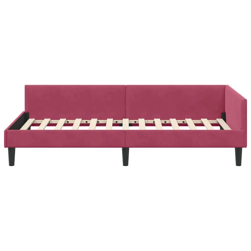 Cornice del letto ad angolo Rosso Vino 90 cm x 200 cm Velluto 42016158