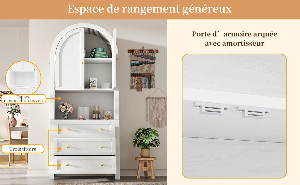 Libreria ad Arco con Ante e Cassetti ¨C MINIMAL ¨C Bianca, Legno, Soggiorno