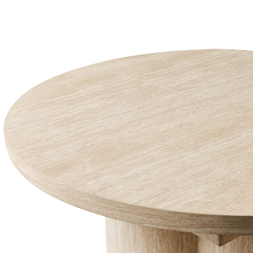 Tavolo da pranzo allungabile con ampia base a piedistallo MDF 120/160 x 76 cm Mobili per la sala da pranzo minimalisti Marrone chiaro