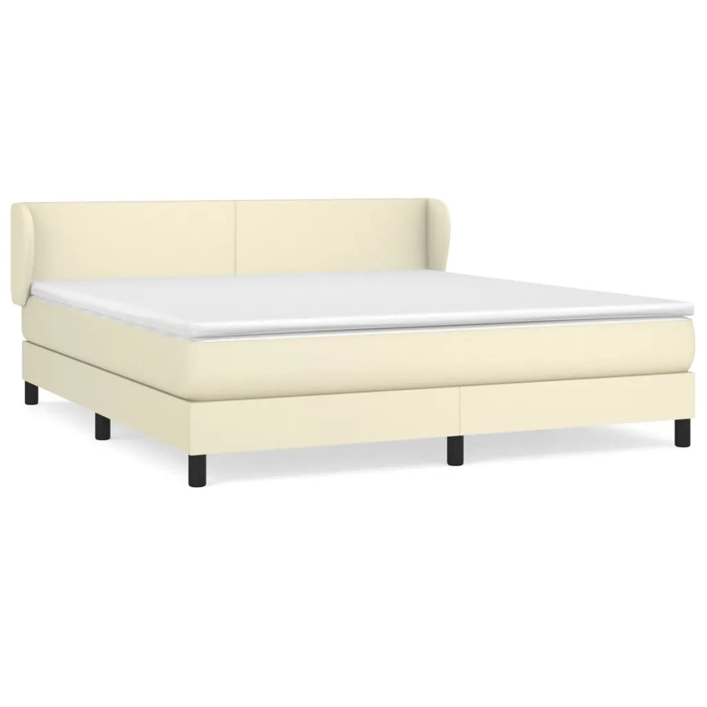 vidaXL Giroletto a Molle con Materasso Crema 160x200 cm in Similpelle