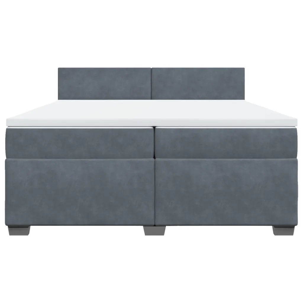 Giroletto a Molle con Materasso Grigio Scuro 200x200 cm Velluto