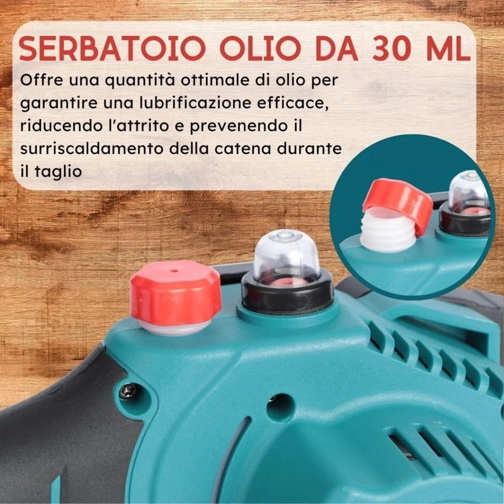 Trade Shop - Mini Motosega Elettrica A Batteria Ricaricabile 6" Per Potatura Giardino Giardinaggio -