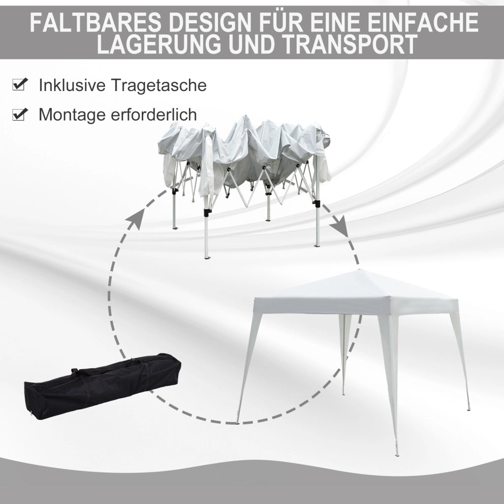 Tenda per feste pieghevole 2.4x2.4m con protezione UV pieghevole e portatile inclusa borsa per il giardino e il balcone bianco acciaio