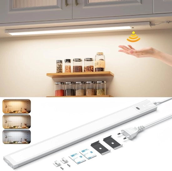 Lampada a LED da soffitto, regolabile, 41 cm, sottozona, illuminazione cucina con sensore senza contatto, 3 temperature di colore, lampada cucina, sottile, striscia di luce chiara per armadi, pannelli.