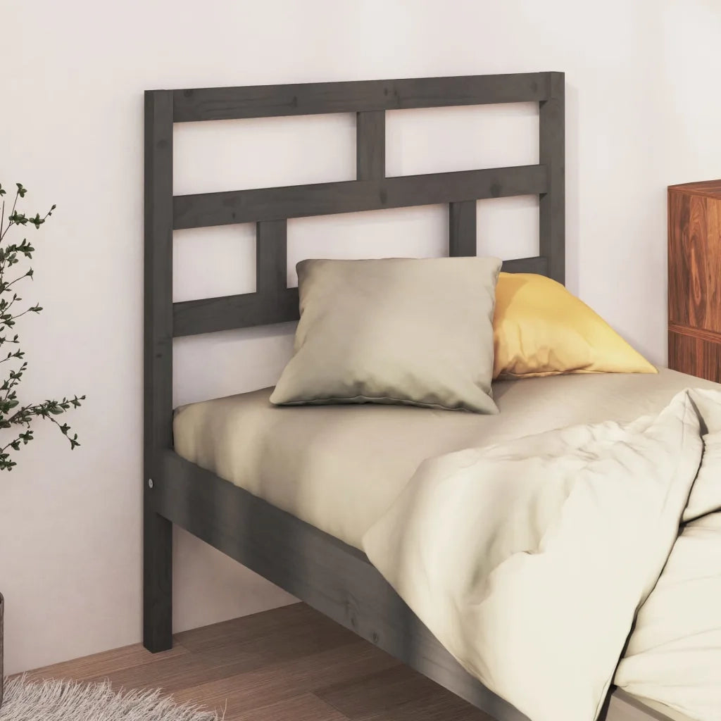 Testiera | Testata per Letto Grigia 96x4x100 cm in Legno Massello di Pino