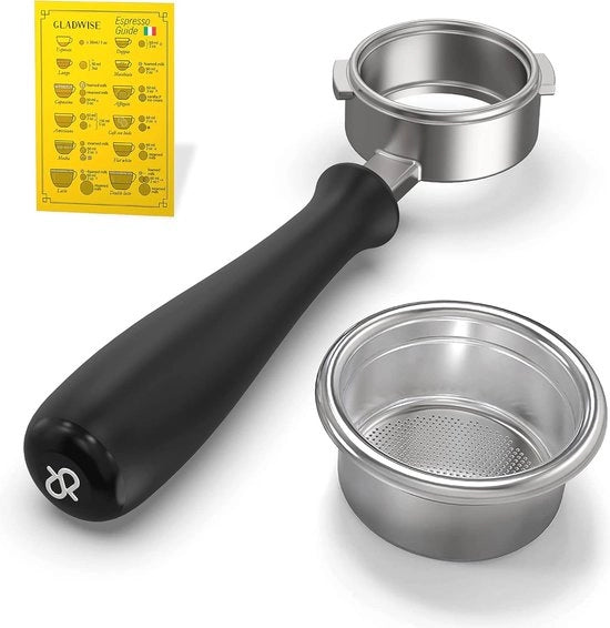 Portafilter senza fondo 58 mm - Portafilter italiano per macchine per caffè espresso con 3 ciotole di filtro