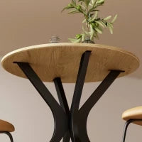 Tavolo da pranzo rotondo, Design moderno, 78 cm x 78 cm x 75 cm, Legno naturale