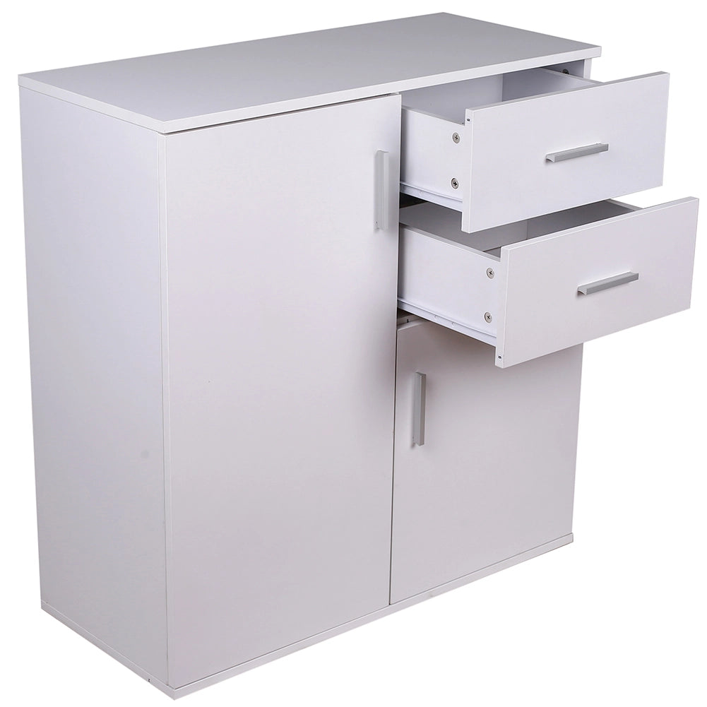 Mobile Madia con Cassetti Ante 2 Ripiani Bianco Mobiletto Credenza Cucina Bagno