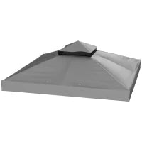 Telo per Gazebo 3 x 3 m, Telo di Ricambio per Gazebo a 2 Livelli, Protezione UPF30+, con Fori di Drenaggio, Grigio Scuro