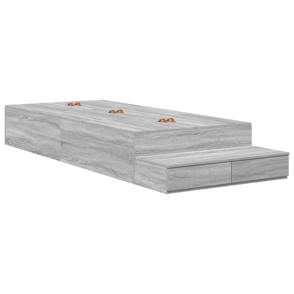 Struttura letto contenitore grigia Sonoma 80x200 cm
