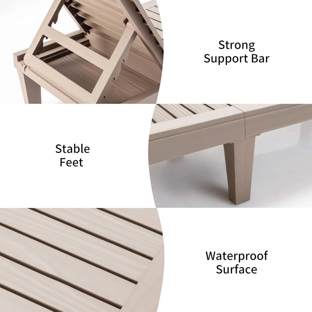 Sdraio da Giardino con Schienale Regolabile in 5 Posizioni, Sdraio Rilassante per Spiaggia, Terrazza e Piscina, 190 x 57,5 x 29 cm, 2 Colori Disponibili