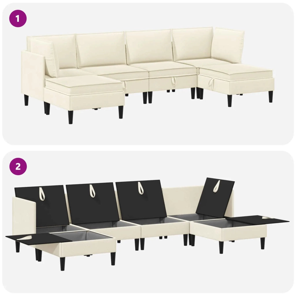 Set di mobili per il soggiorno 6 pcs Crema Tessuto 3413782