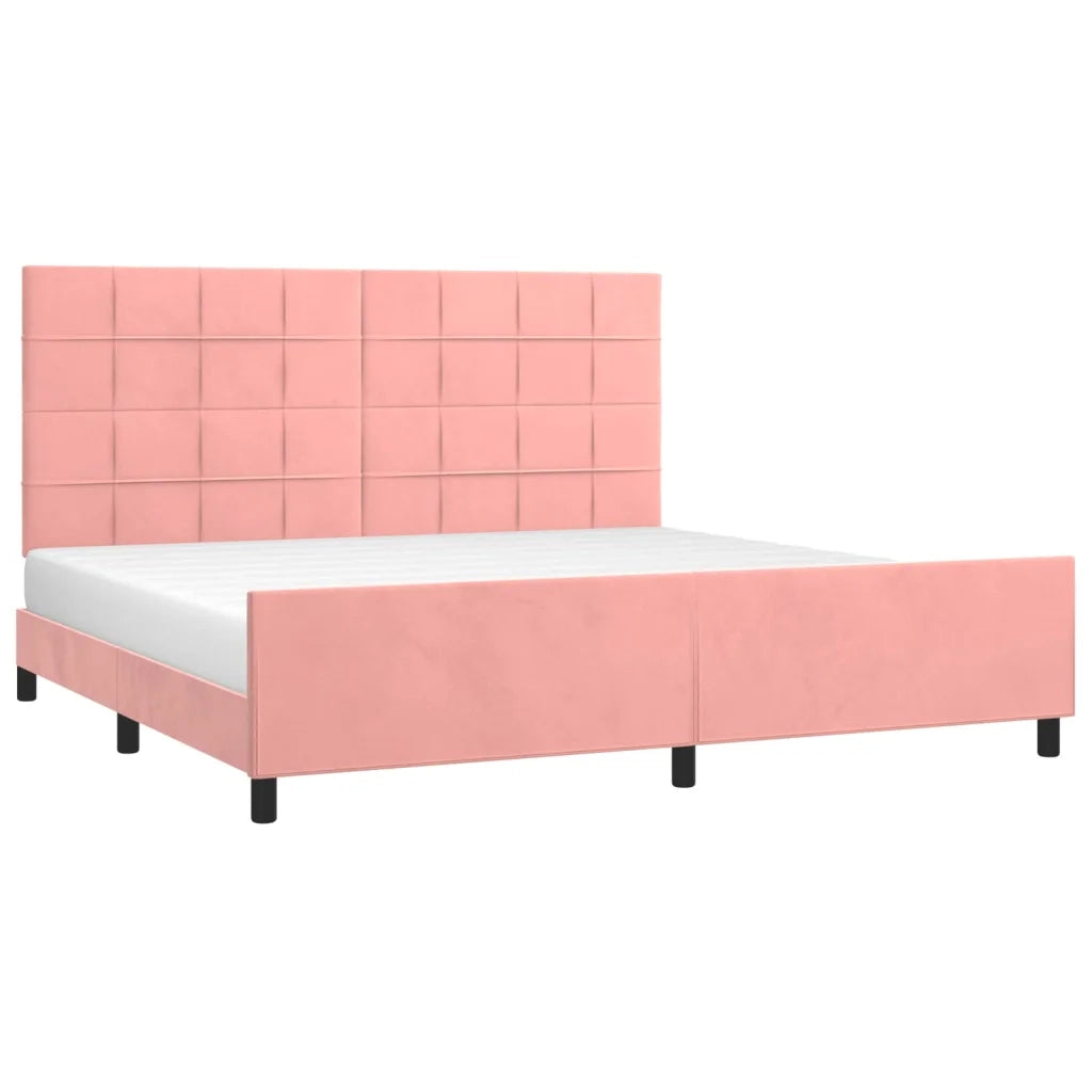 Giroletto con Testiera-Struttura Letto con testiera Rosa 200x200 cm in Velluto 978109