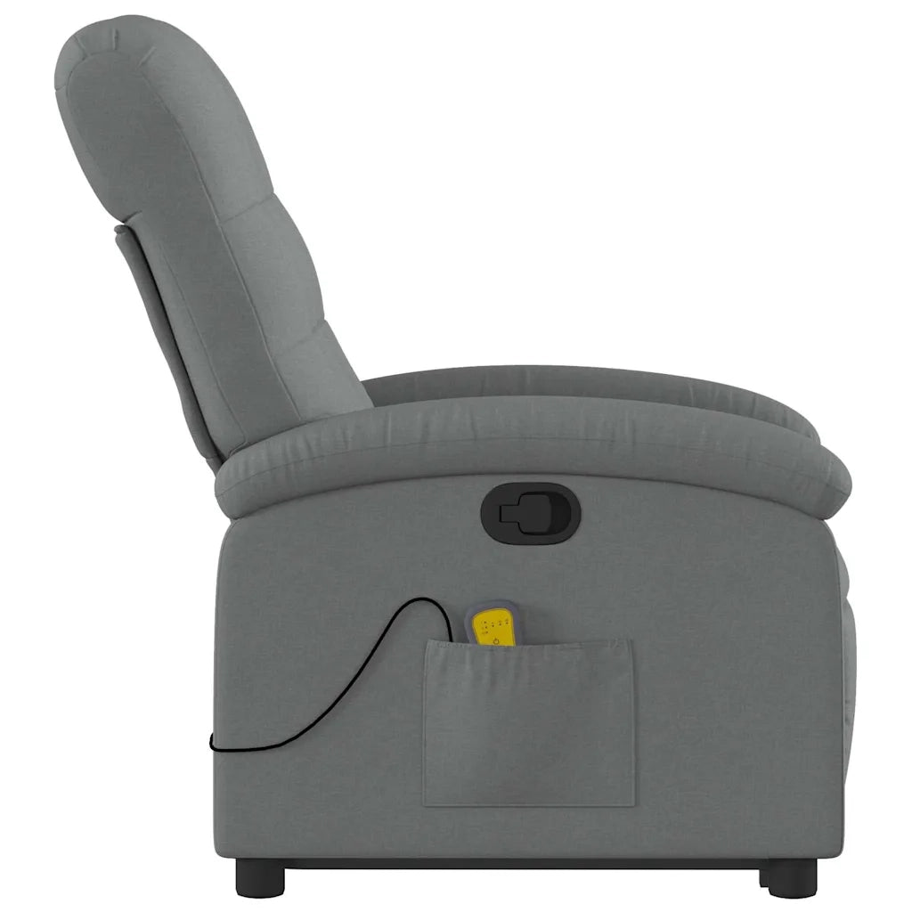 Poltrona | Sedia Relax Alzapersona Massaggi Reclinabile Grigio Scuro Tessuto