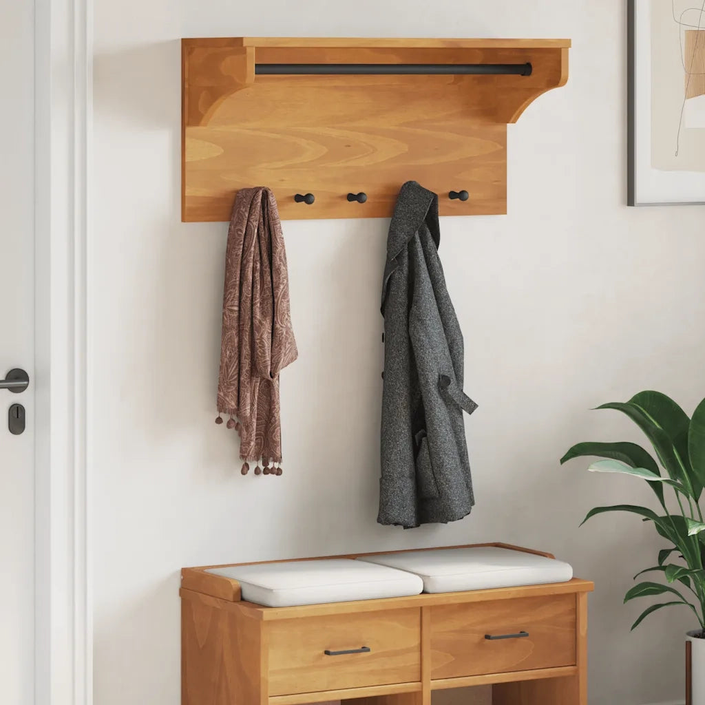 Appendiabiti da Parete SANDNES 87x30x42 cm in Legno di Pino 4010472