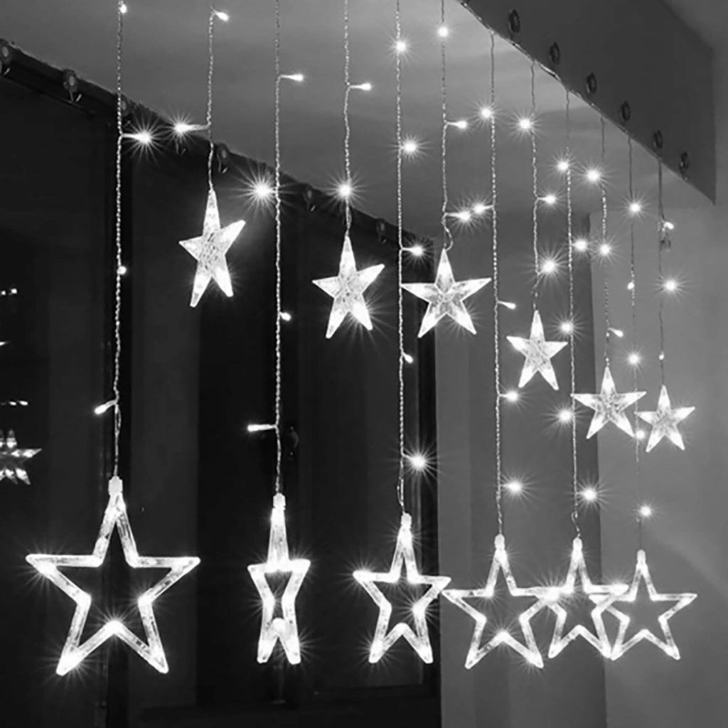 CATENA LUMINOSA STELLA LUCE BIANCO FREDDO STELLE LUCI LED NATALE FESTE ADDOBBI