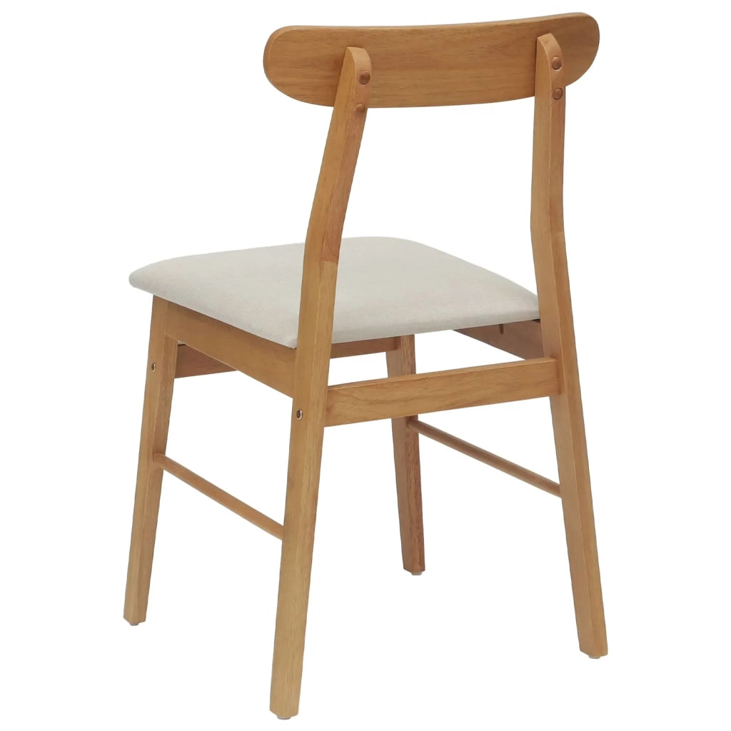Sedia da pranzo 2 pcs Naturale e chiaro Legno di gomma solido