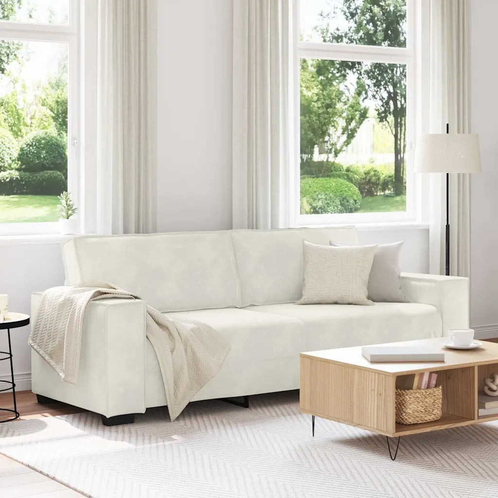 Divano a 3 Posti-Sofa 3 Posti Crema 180 cm in Velluto 183060