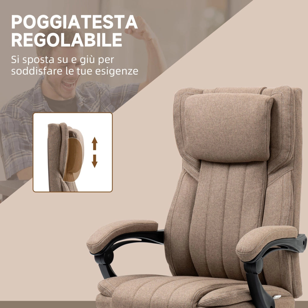 Sedia Operativa da Ufficio Massaggiante con Poggiapiedi e Telecomando 65x61x105-113 cm Marrone