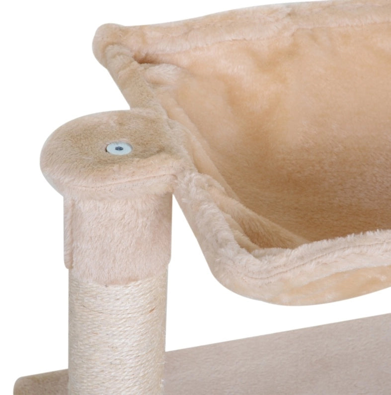 Tiragraffi per gatti beige con amaca e piattaforma, 70 cm