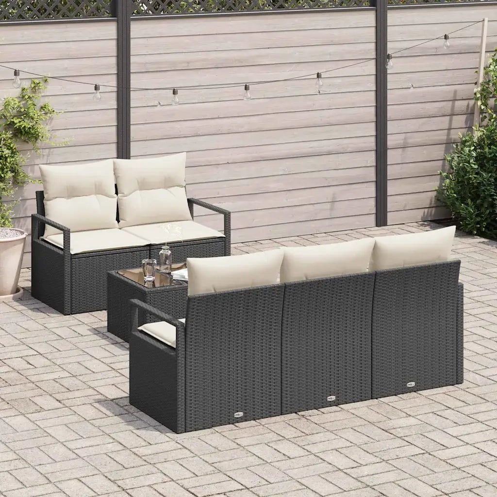 Set di divani con cuscino 6 pcs Nero e Crema polyrattan 3346257