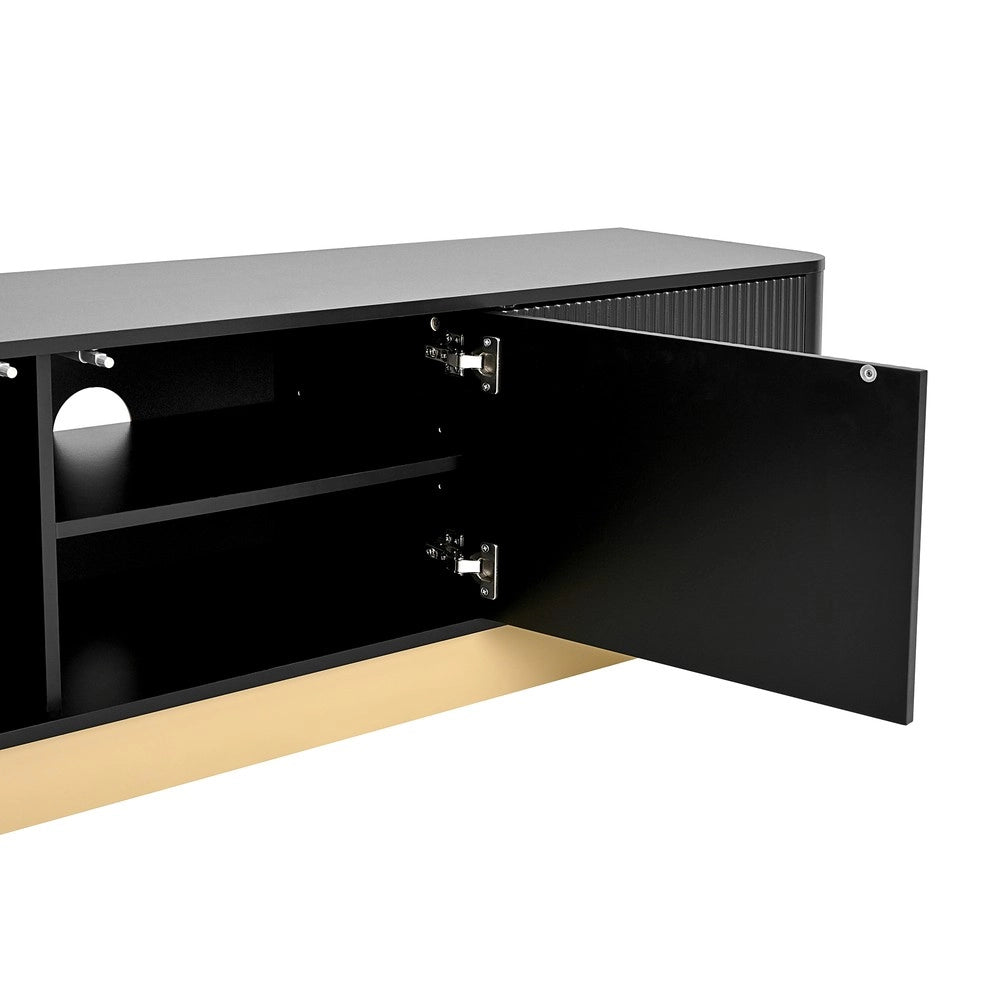 Mobile TV 170 cm con Vano Contenitore ¨C Xylo ¨C Bianco, Design Arrotondato, Gestione Cavi