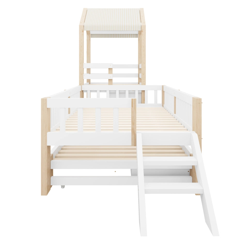 Letto a casetta per bambini con letto estraibile e cassetti