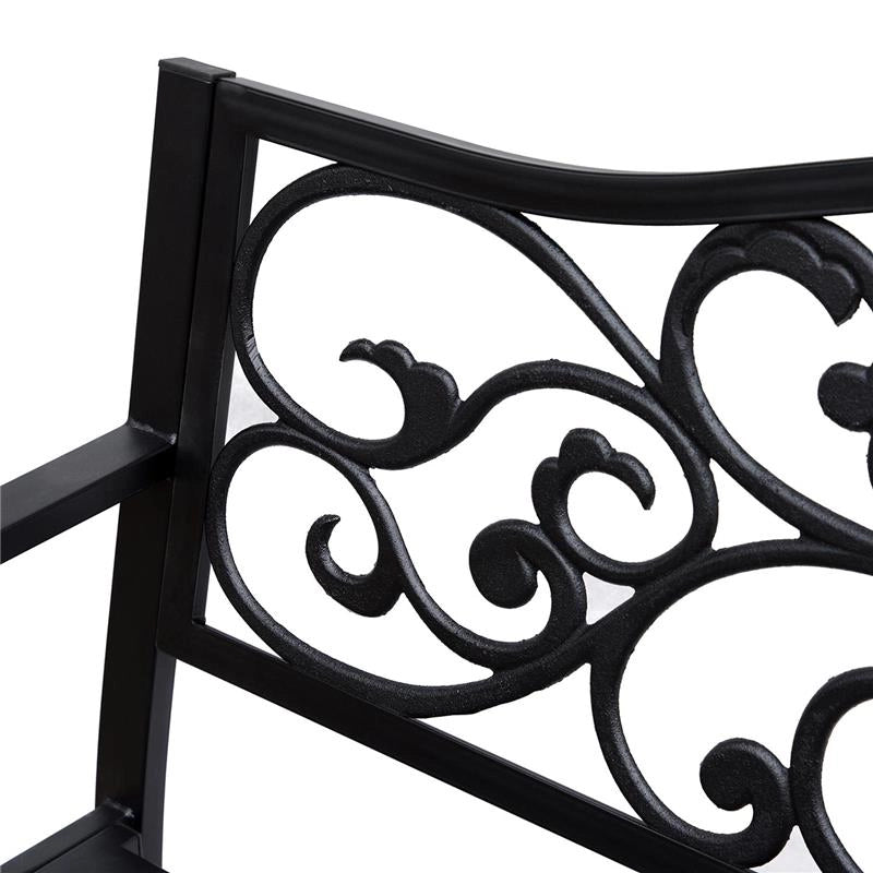 PANCHINA DA GIARDINO 2 POSTI CON SCHIENALE DECORATO IN GHISA E METALLO 127X60X89 CM NERO