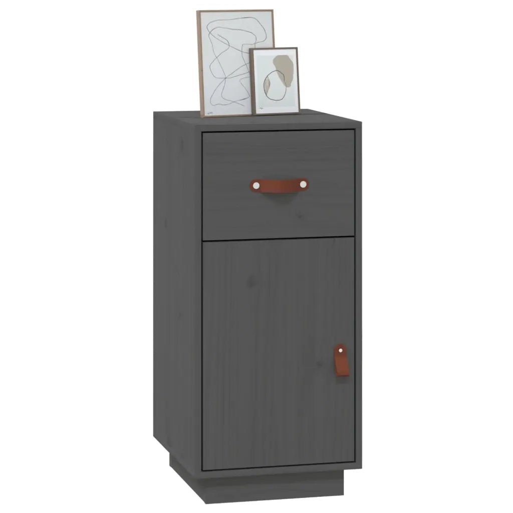 Credenza Grigia 34x40x75 cm in Legno Massello di Pino 820124