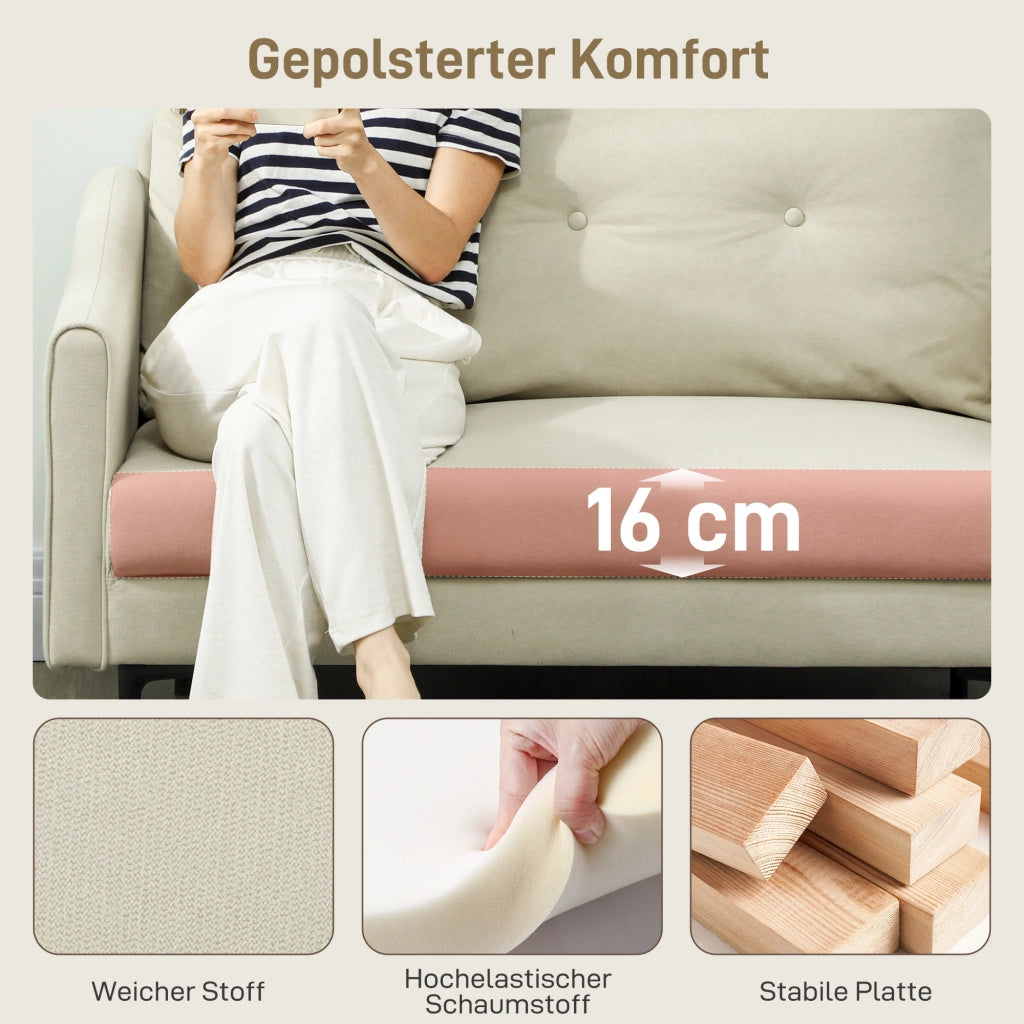Divano 2 posti in tessuto ¨C zephmum ¨C crema 80x90x90