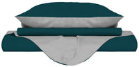 Copripiumino con Sacco e Federe Doubleface Verde Petrolio/Grigio Chiaro Singolo