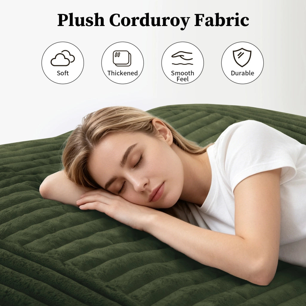 Pouf trasformabile con seduta, divano e letto in velluto a coste morbido, imbottitura in memory foam, verde