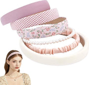 Bicchieri per capelli con fiori, perle e seta - 6 pezzi rosa.
