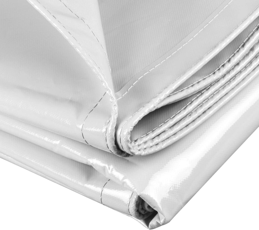 Telo Idrorepellente EsternoTelone di copertura con occhielli Protezione Rinforzato PVC 500g/m², Telo Protettivo Multiuso per Barche, Legno, Piscina, Mobili da giardino, Auto, 4x6m, Grigio Chiaro