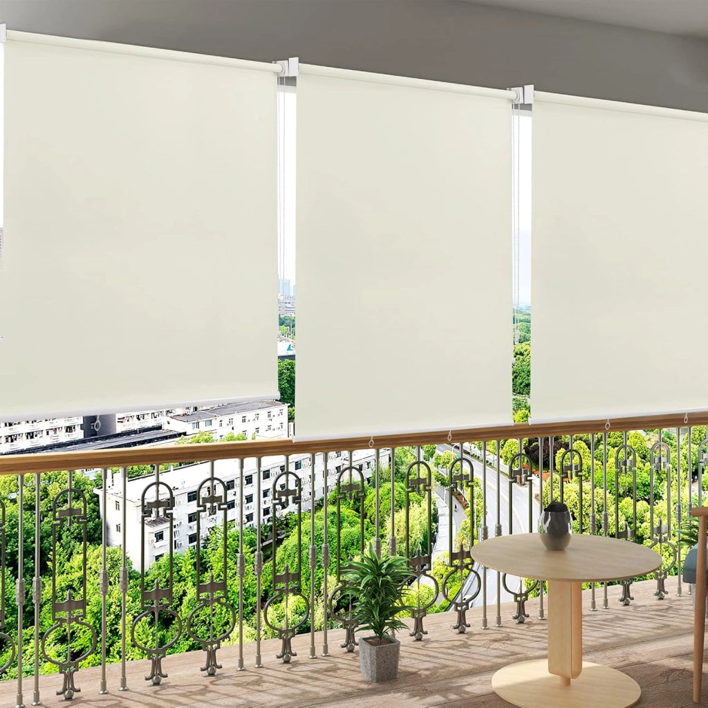 Tenda da Sole Verticale con Catenella, Tenda a Rullo da Esterno Resistente alle Intemperie con Protezione UV e Isolamento Termico, per Balcone, Terrazza o Finestra, Beige 140x240 cm