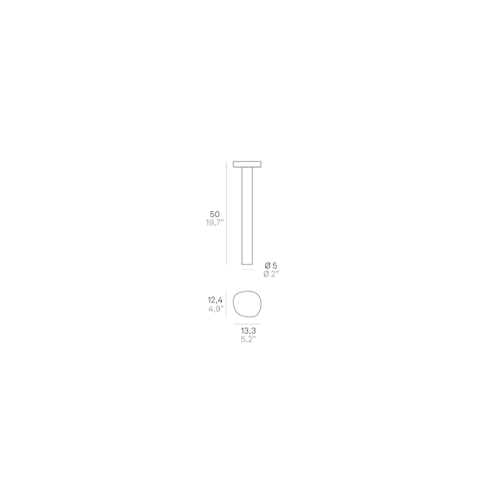 Zafferano Ciottolo - Paletto Led da esterno IP54 7W 3000K design moderno in alluminio per giardini e vialetti - 50 cm Grigio Scuro