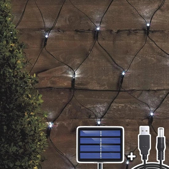 Fascia di illuminazione solare - 204 led - 3 m x 2 m - illuminazione per cancelli e balconi - resistente all'acqua - design invernale - colore kaki.