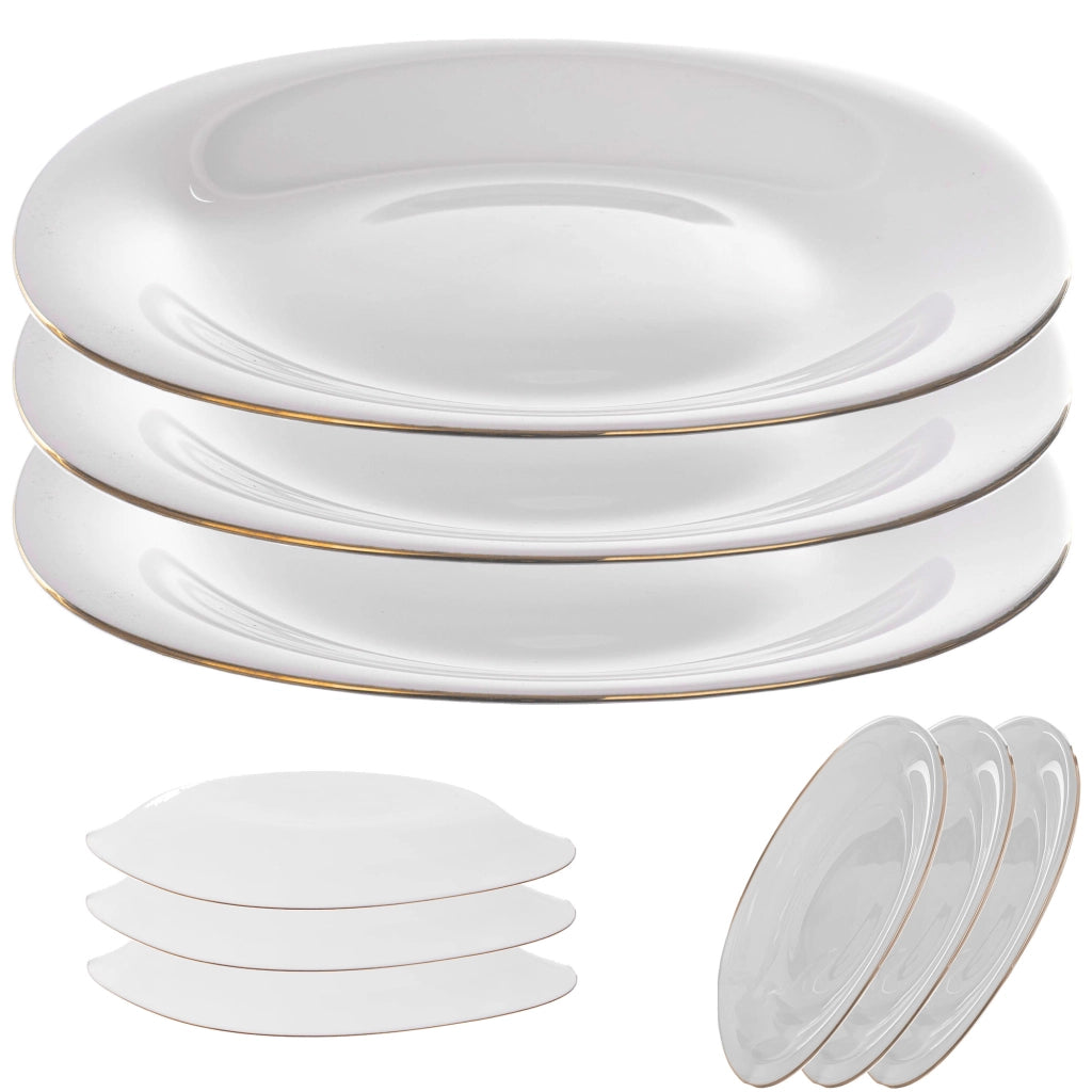 Set di 3 piatti da dessert KADAX da 21,5 cm, colore bianco e oro.