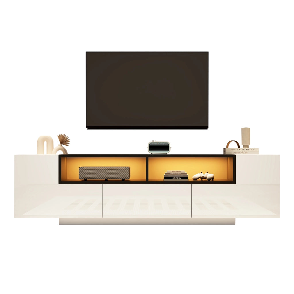 Mobile Porta TV 180 cm Bianco Lucido con LED per TV fino a 75 Pollici