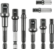 Set di adattatori per trapani a 8 pezzi, set di adattatori per dadi a percussione, trapano a 6 facce, set di chiavi a vite, misure 1/4", 3/8", 1/2 pollice, compatibile con trapanelli, trapani a batteria, trapani elettrici
