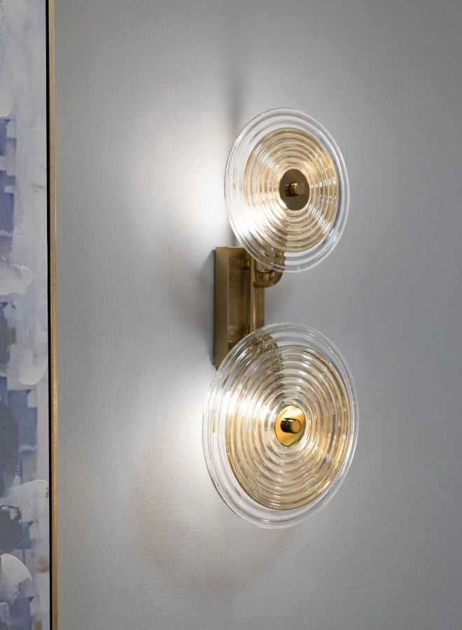 Lampada da Muro Venice 25x10x52 cm in Vetro e Ferro Oro e Naturale e Marrone