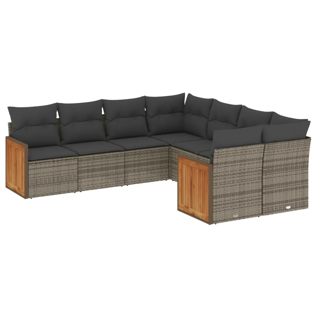 Set Divano da Giardino 8 pz con Cuscini Grigio in Polyrattan 3260639