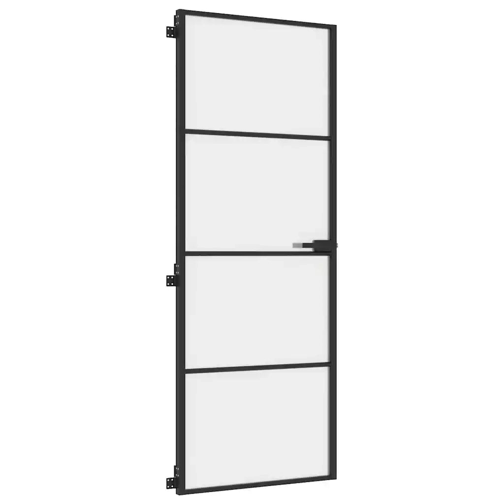 Porta per Interni Nera 76x201,5cm Vetro Temperato e Alluminio 155117