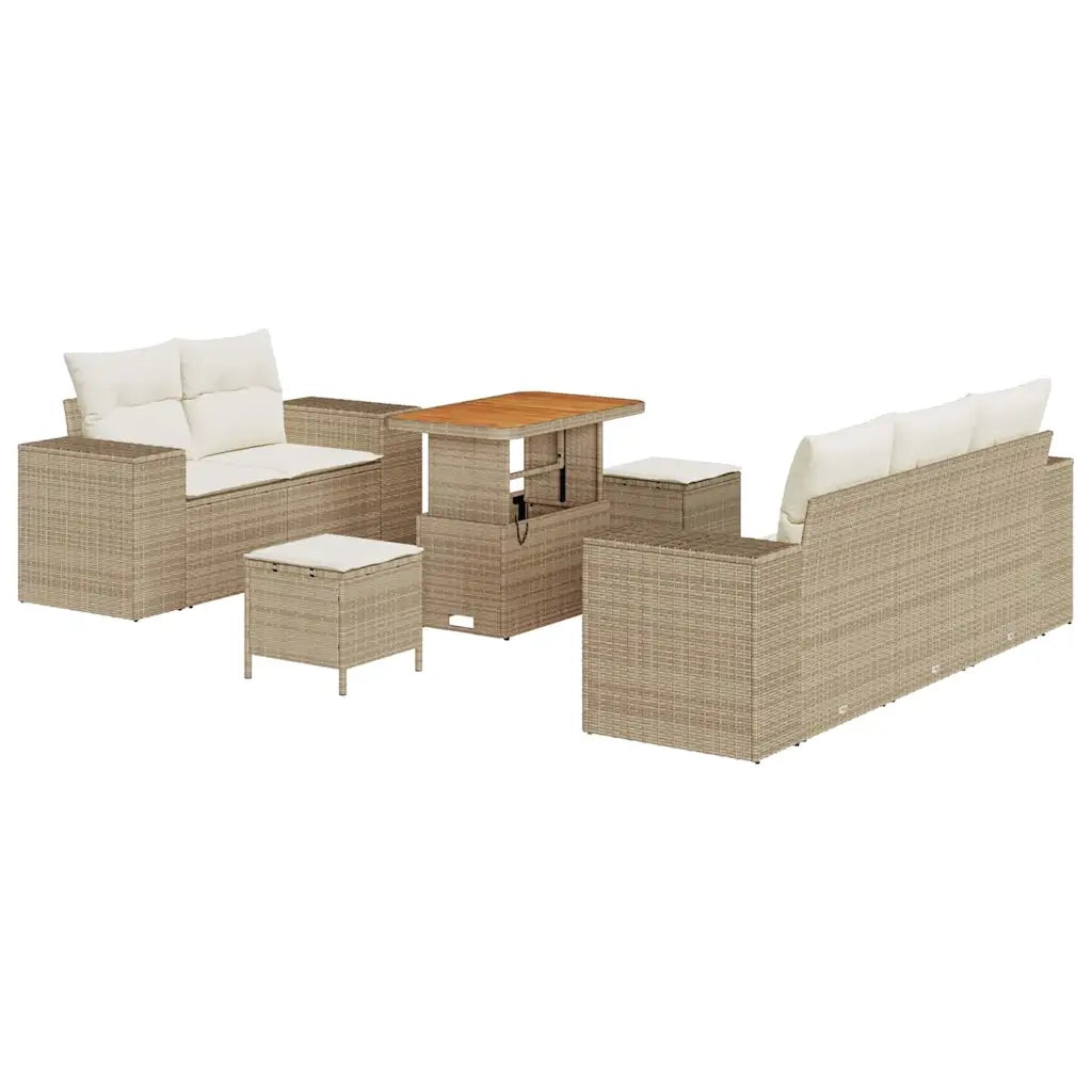 Set Divano da Giardino 8 pcs Beige polyrattan