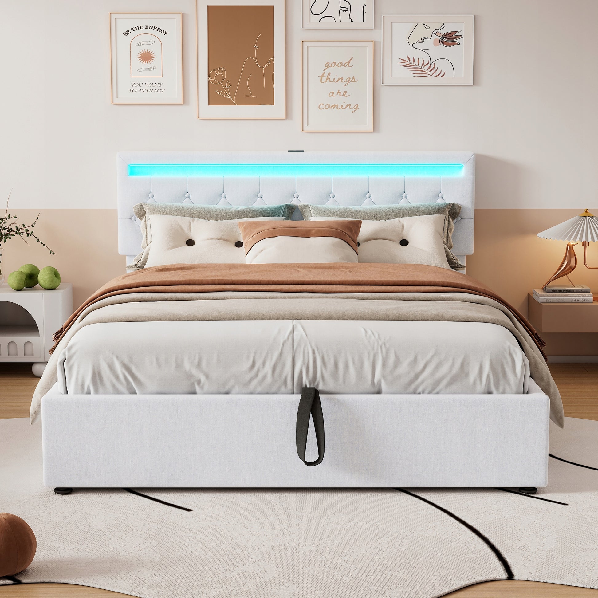 Letto Matrimoniale - Xylo - 160x200 - Bianco - USB-C e RGB