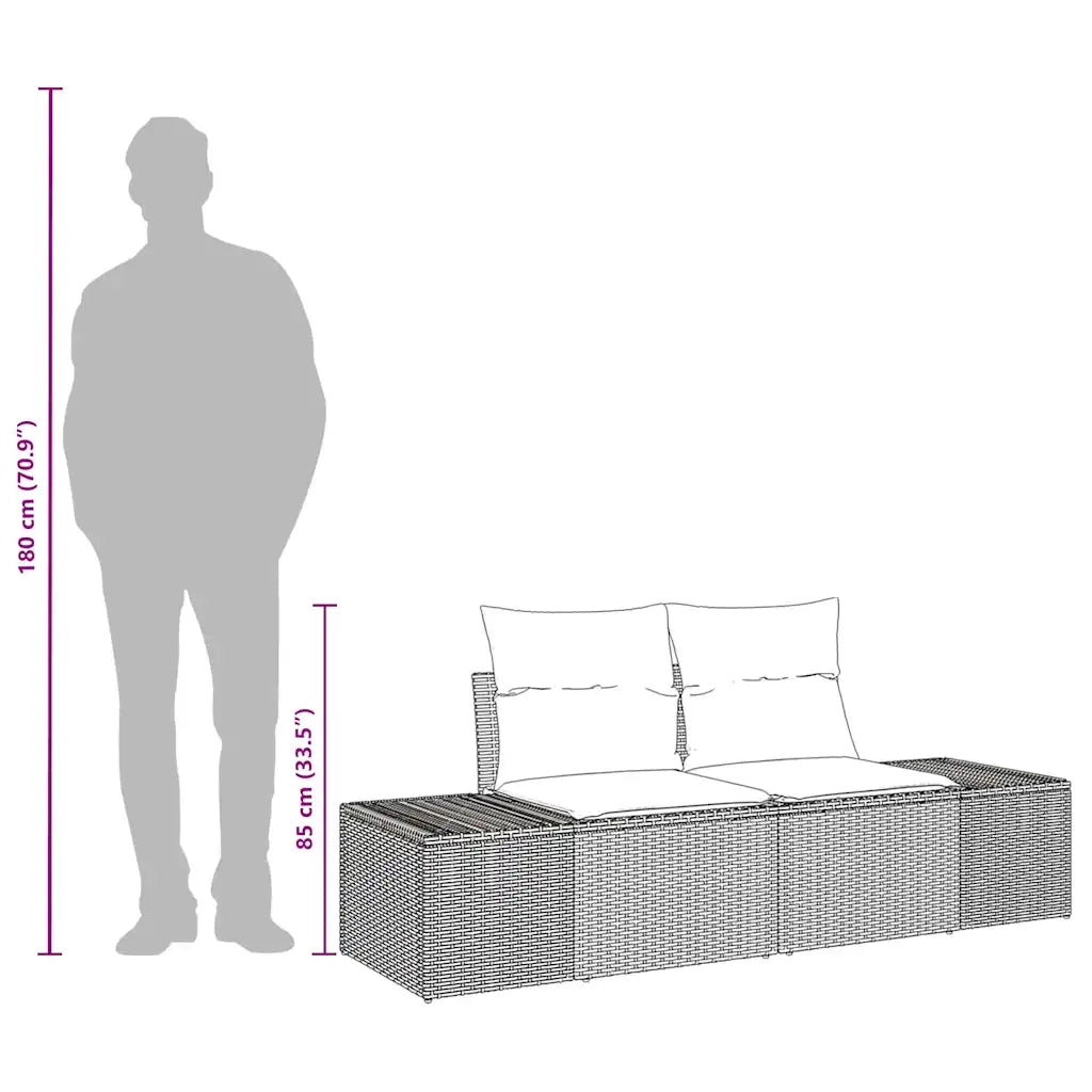 Divano da giardino Beige 184 x 62 x 69 cm polyrattan 42006806